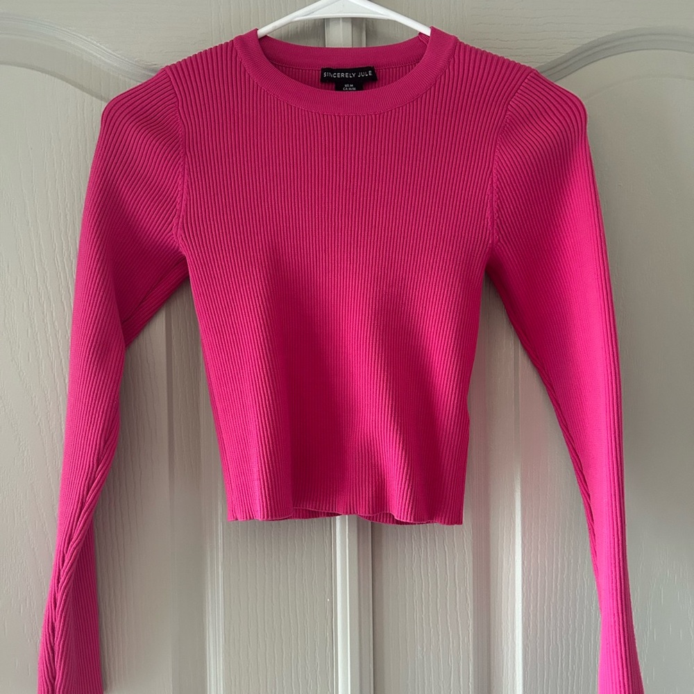 Sincerely Jules Pink Fitted Crop Sweatshirt
